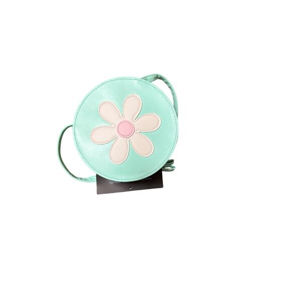 Cynthia Crowley round crossbody purse featuring a playful retro daisy design. - Picture 1 of 4